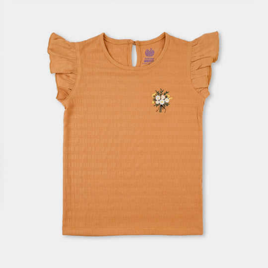 Girls Yarn Dyed T-Shirt (Daisy Bouquet) – Brown