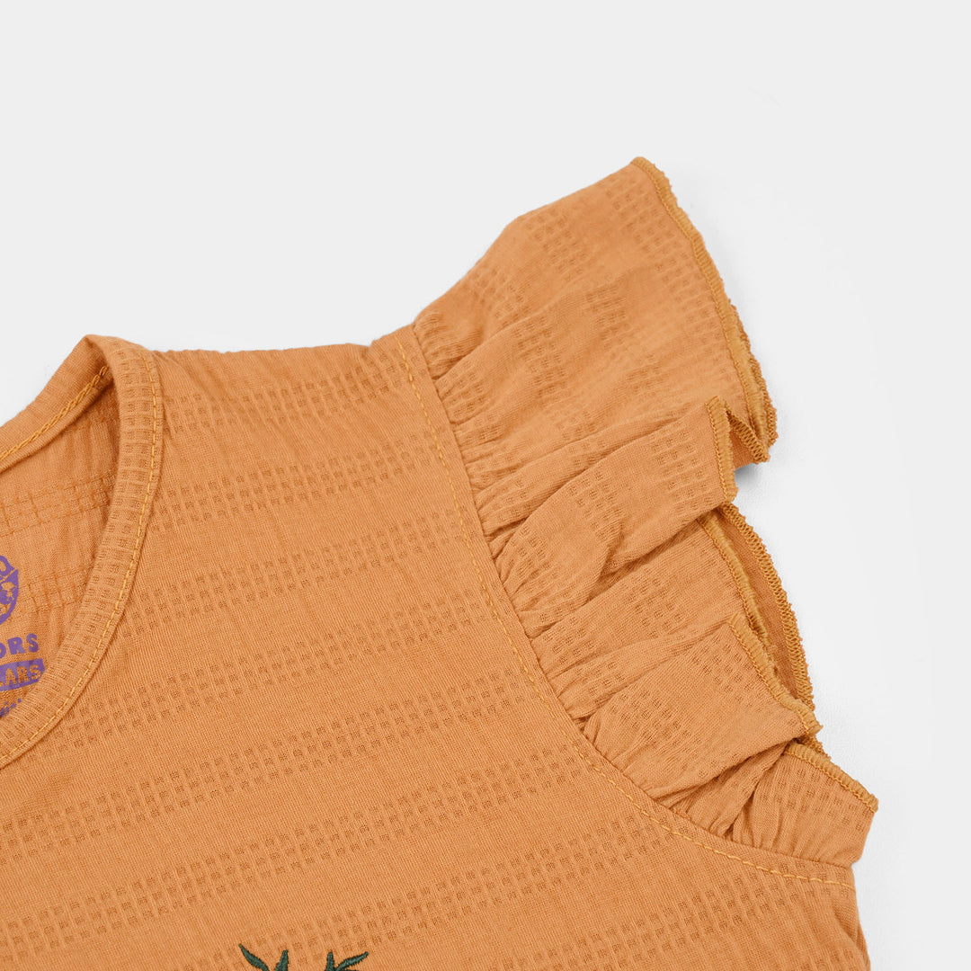 Girls Yarn Dyed T-Shirt (Daisy Bouquet) – Brown