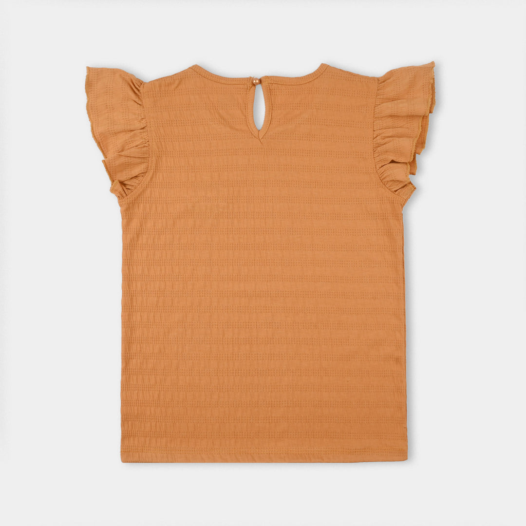 Girls Yarn Dyed T-Shirt (Daisy Bouquet) – Brown