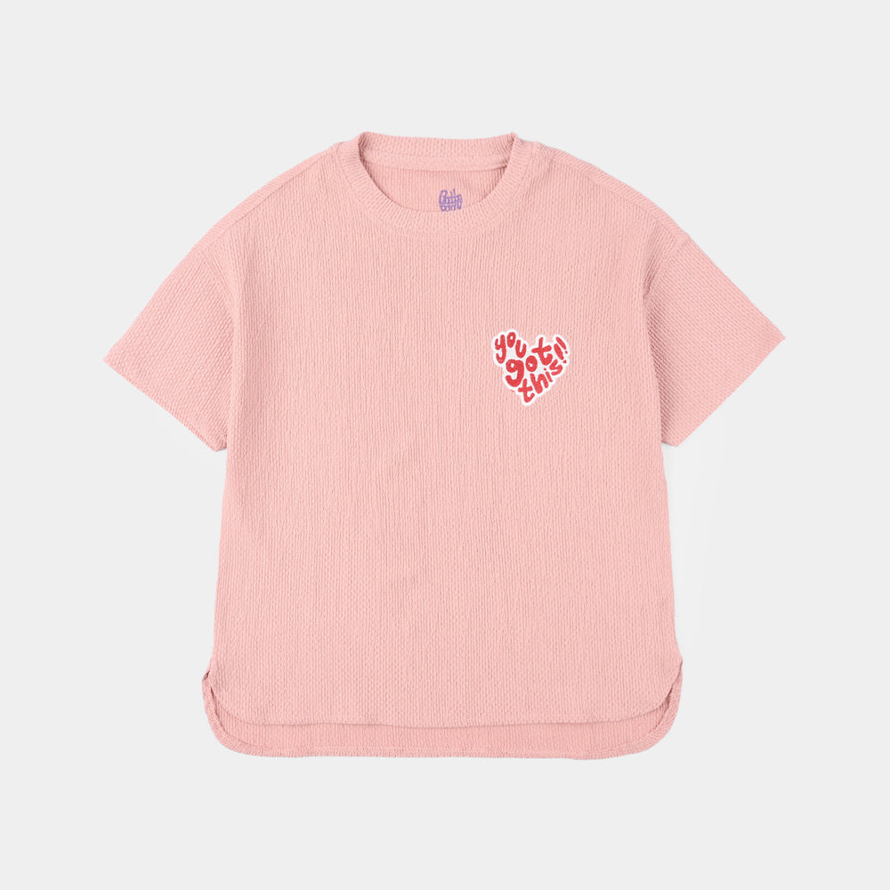 Girls Yarn Dyed T-Shirt (You Got This) – Pink