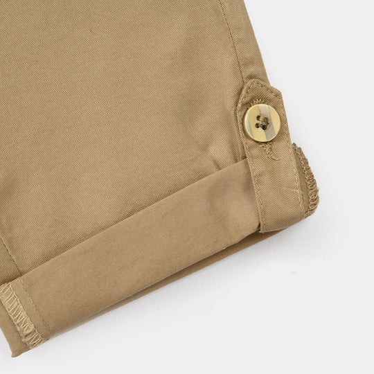 Boys Cotton Twill Pants (Roll Up) – Brown