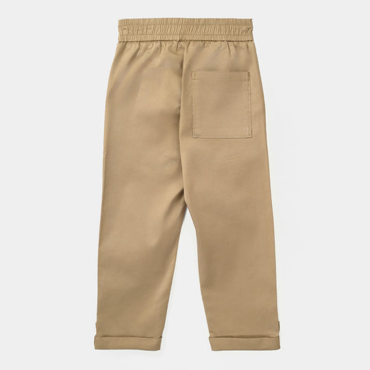 Boys Cotton Twill Pants (Roll Up) – Brown