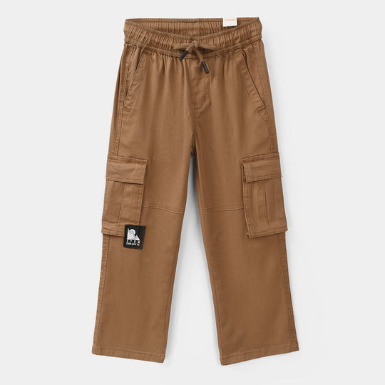 Boys Cotton Twill Pant - Brown