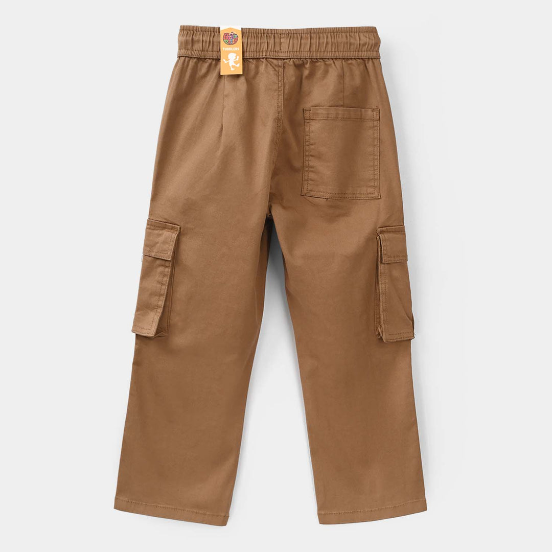 Boys Cotton Twill Pant - Brown