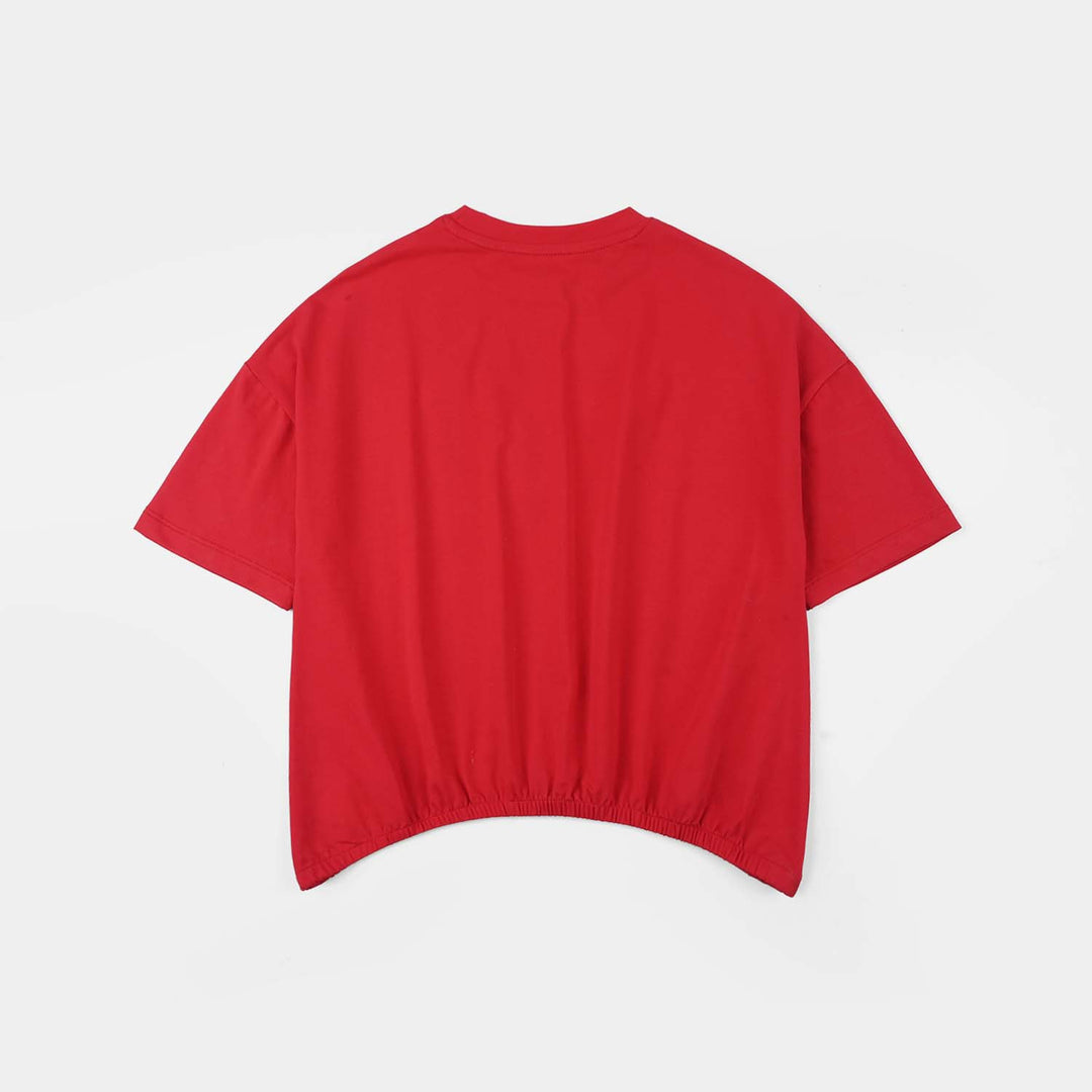 Girls Lycra Jersey T-Shirt (Sunny Happy Day) - Red