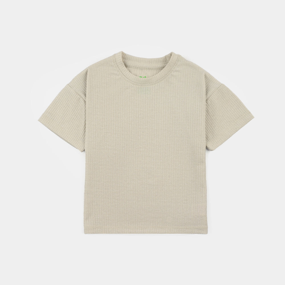 Infant Girls 2x1 Rib T-Shirt (Green Lurex) - Green