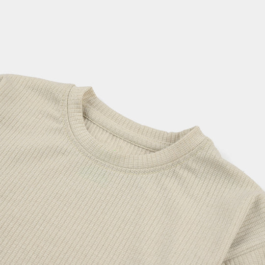 Infant Girls 2x1 Rib T-Shirt GREEN LUREX-Green