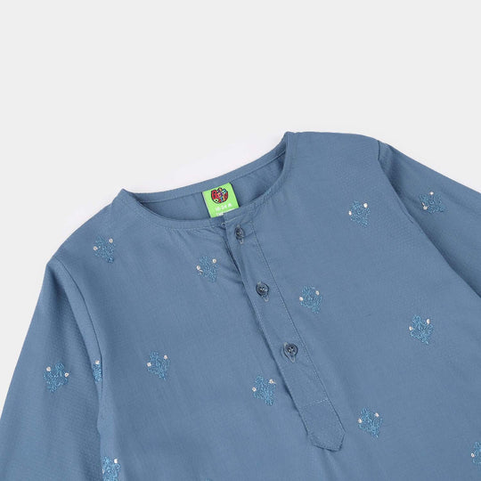 Infant Boys Poly Viscose Woven Romper - Blue Hues/Blue