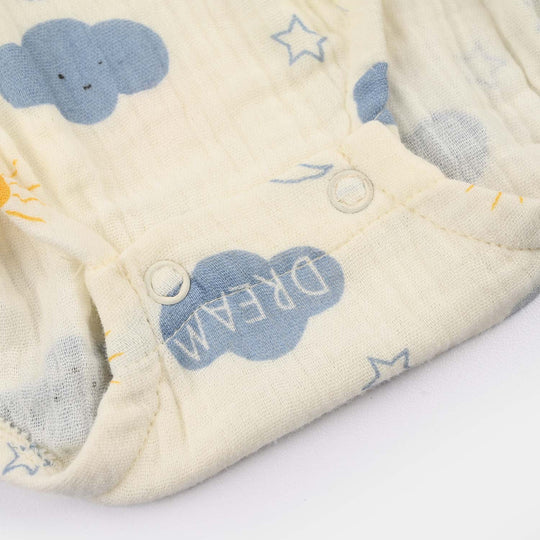 Infant Boys Gauze Woven Romper (Little Sunshine) - Off-White