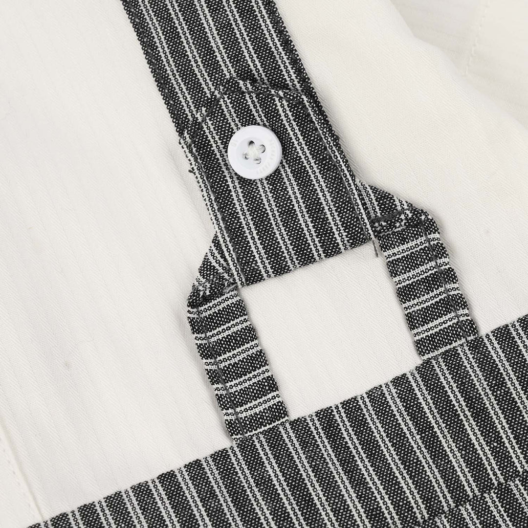 Infant Boys Yarn Dyed Romper (Stripes) - Black/White