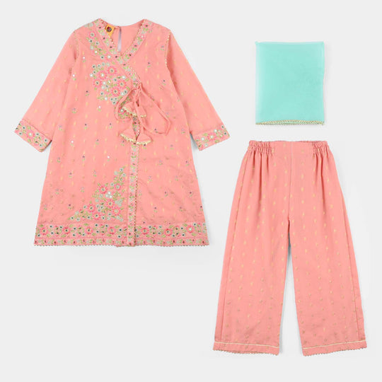Girls Jacquard 3-Piece Set (Sundas) - Peach