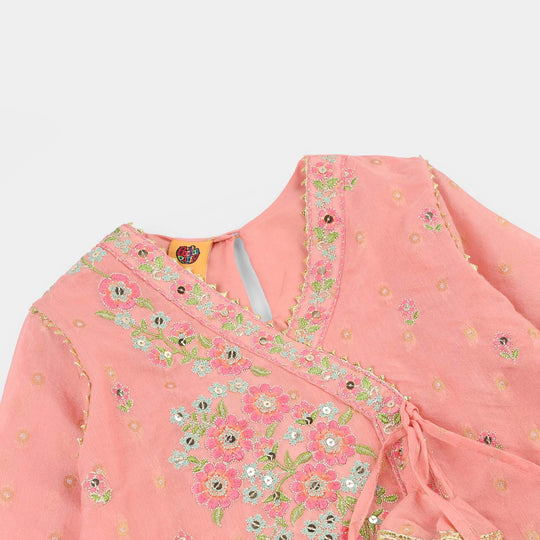 Girls Jacquard 3-Piece Set (Sundas) - Peach