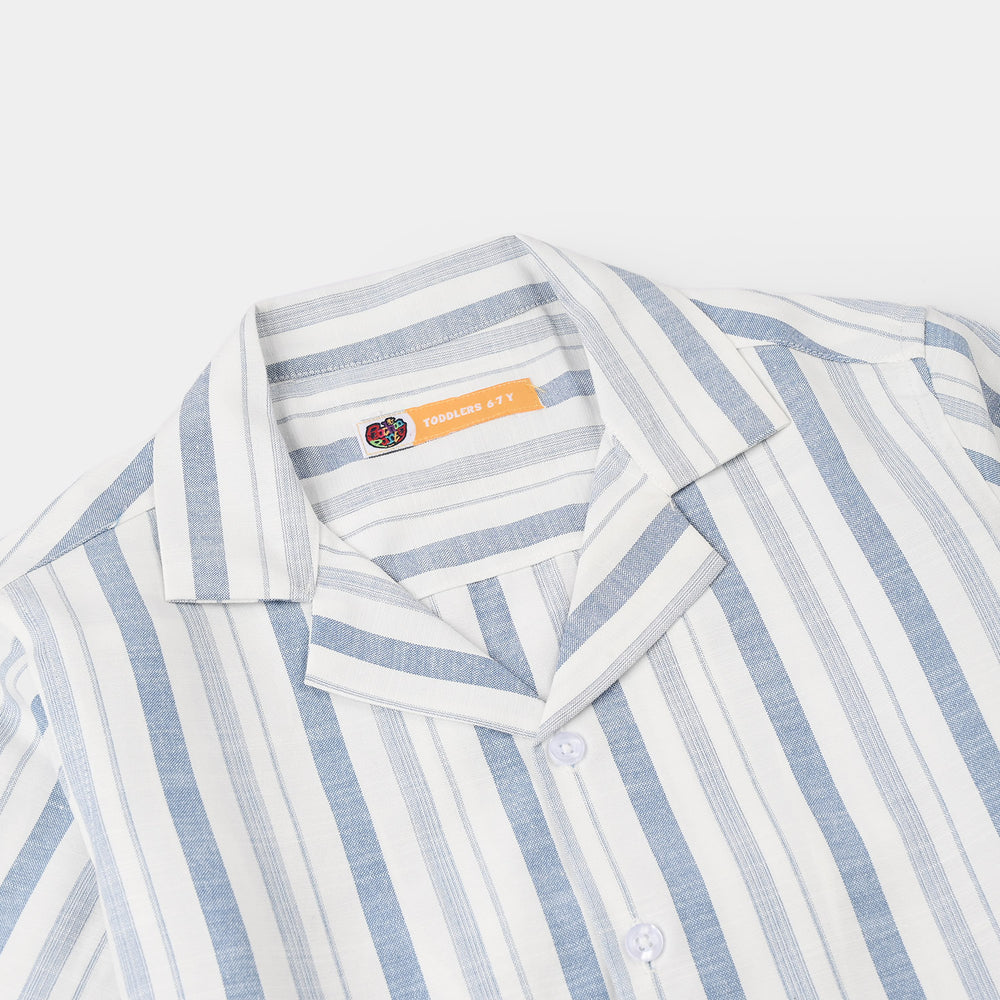 Boys Yarn Dyed Shirt (Surf Club) - Blue Strip