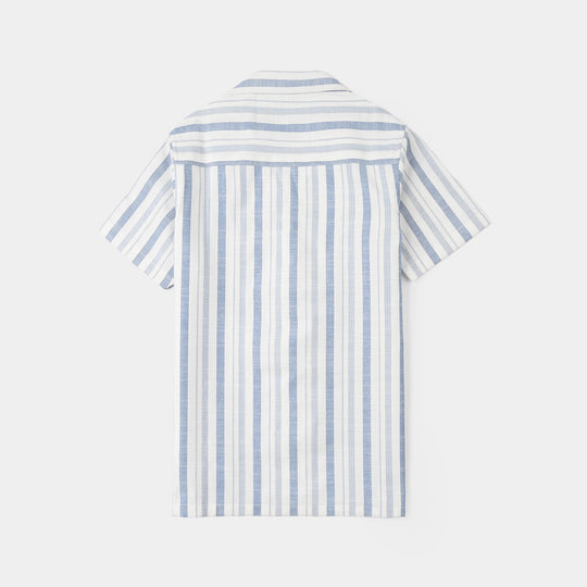 Teens Boys Yarn Dyed Shirt (Surf Club) - Blue Stripe