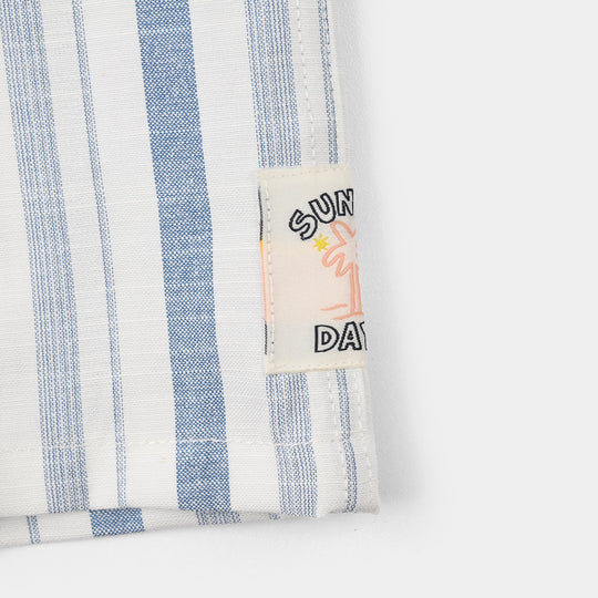 Teens Boys Yarn Dyed Shirt (Surf Club) - Blue Stripe