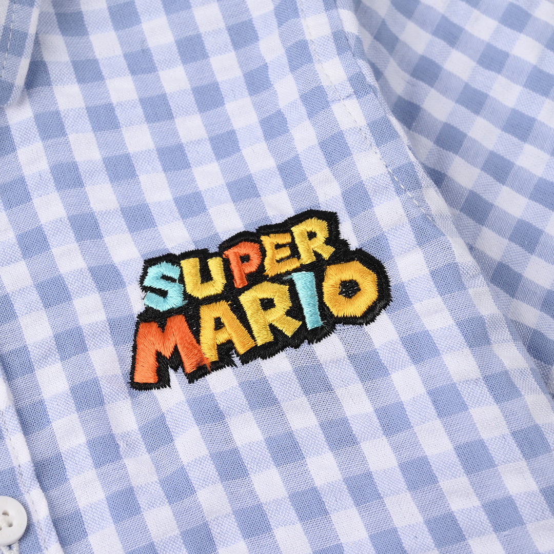 Infant Boys Yarn Dyed Checkered Shirt (Character) - Blue