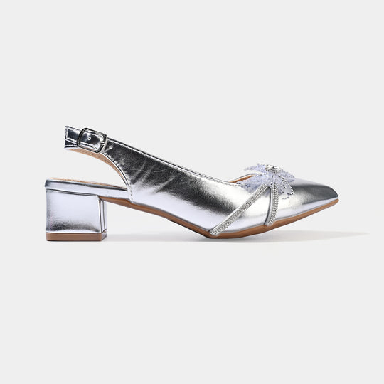 Girls Pumps Heel 131-1-SILVER