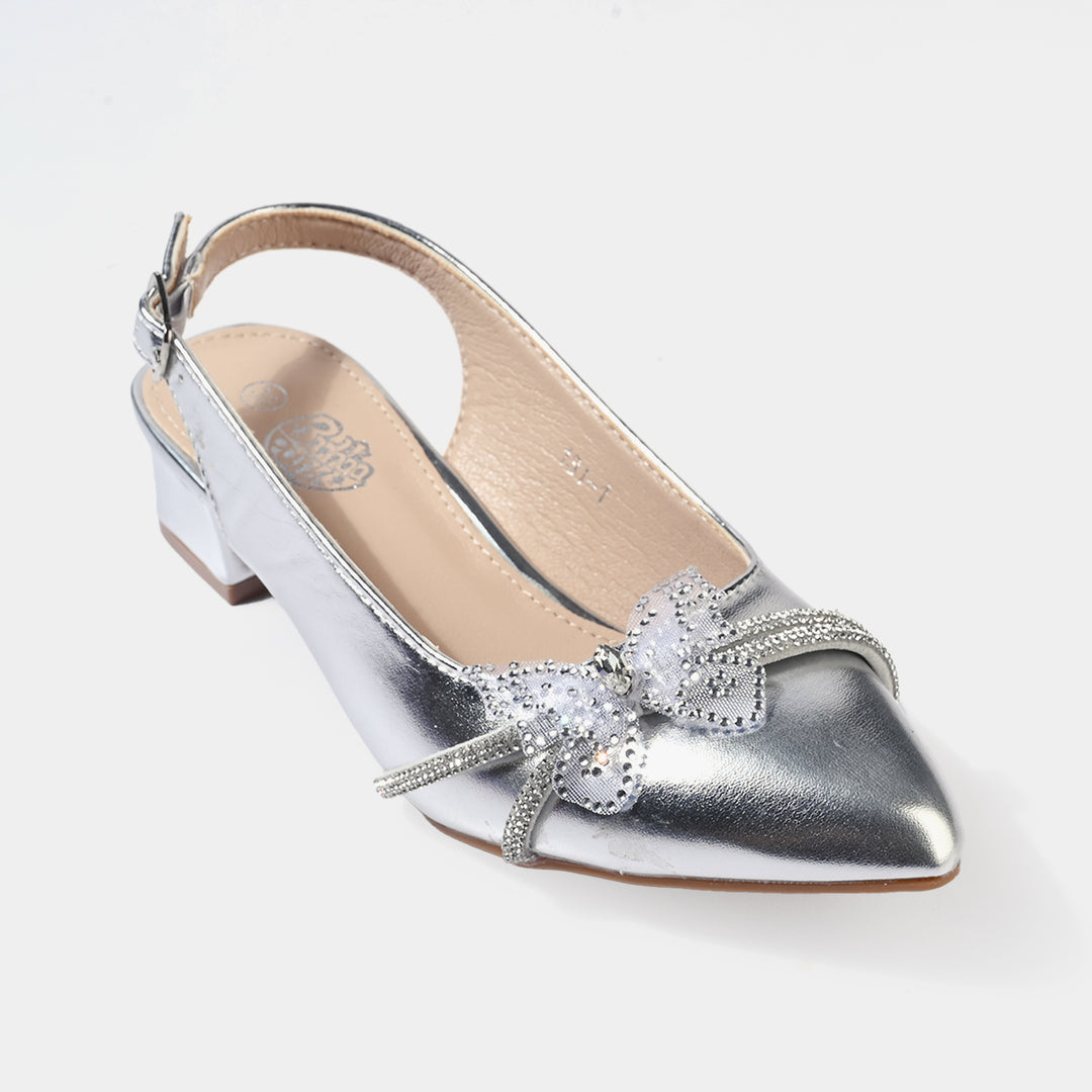 Girls Pumps Heel 131-1-SILVER