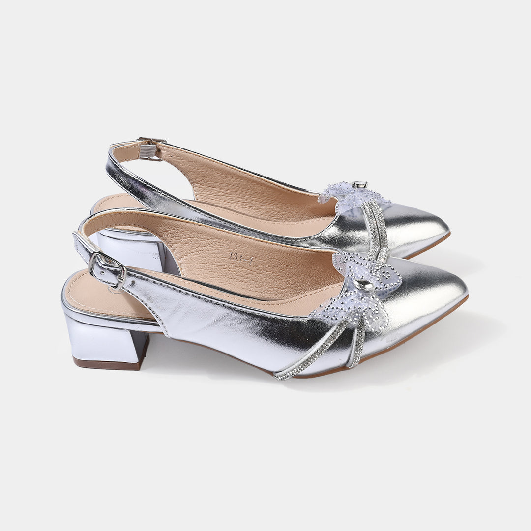 Girls Pumps Heel 131-1-SILVER