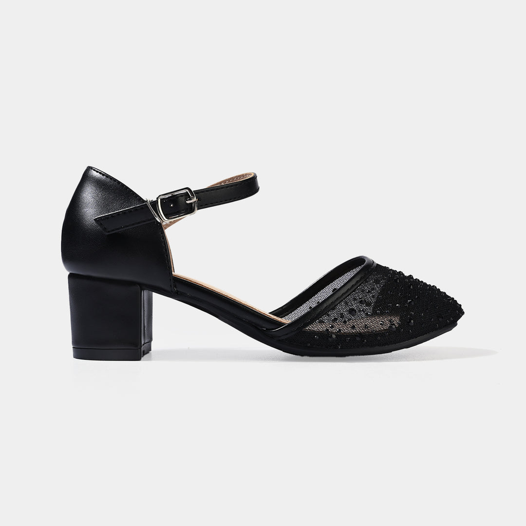 Girls Pumps Heel 131-2-BLACK