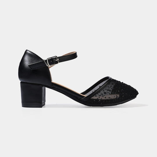 Girls Pumps Heel 131-2-BLACK