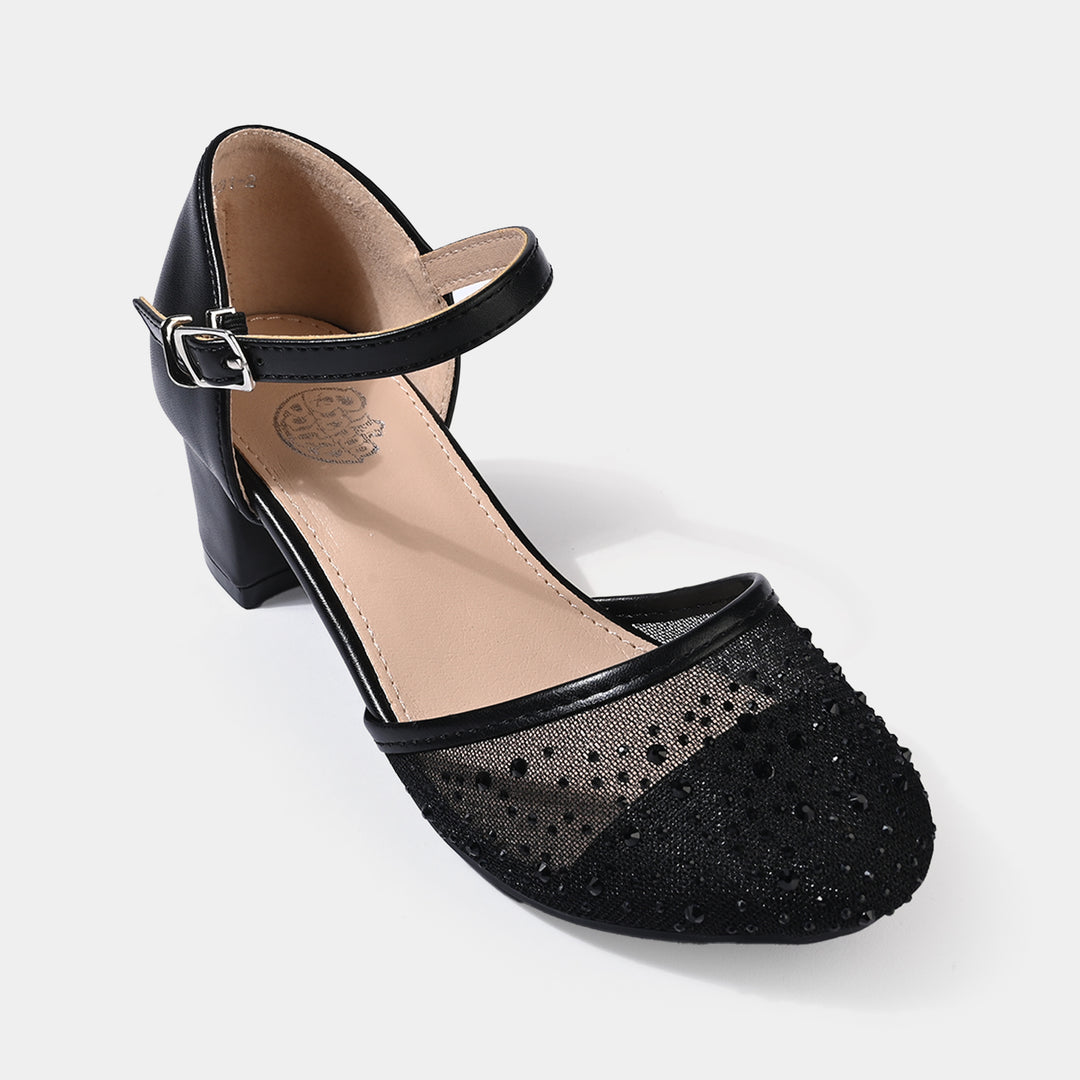 Girls Pumps Heel 131-2-BLACK