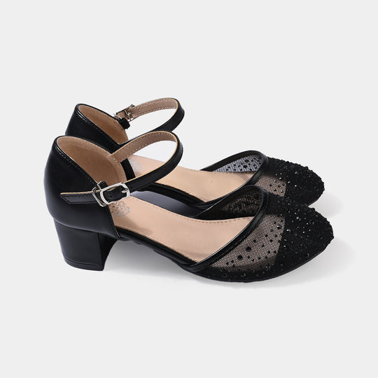 Girls Pumps Heel 131-2-BLACK