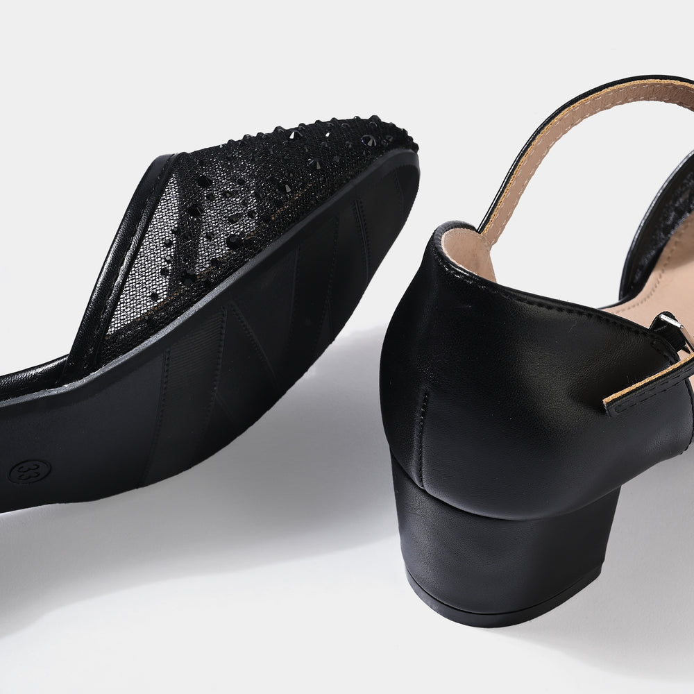 Girls Pumps Heel 131-2-BLACK