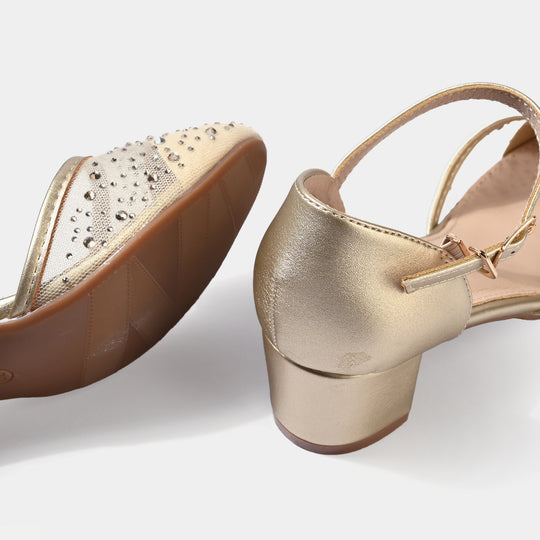 Girls Pumps Heel 131-2-GOLDEN
