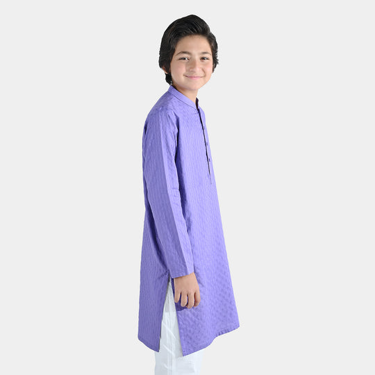 Boys Cotton Jacquard Kurta (Veronica)-Plum