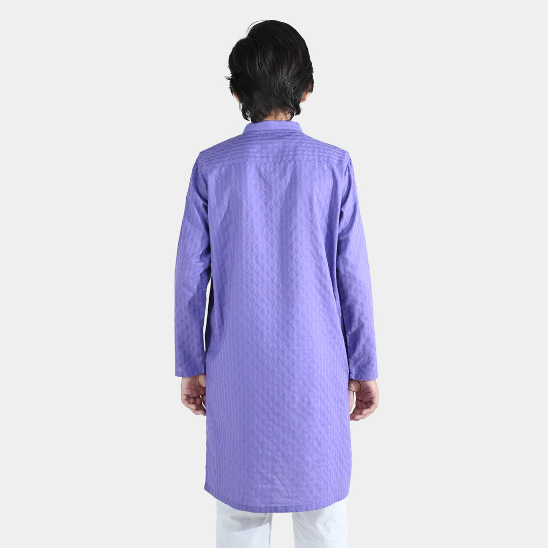 Boys Cotton Jacquard Kurta (Veronica)-Plum