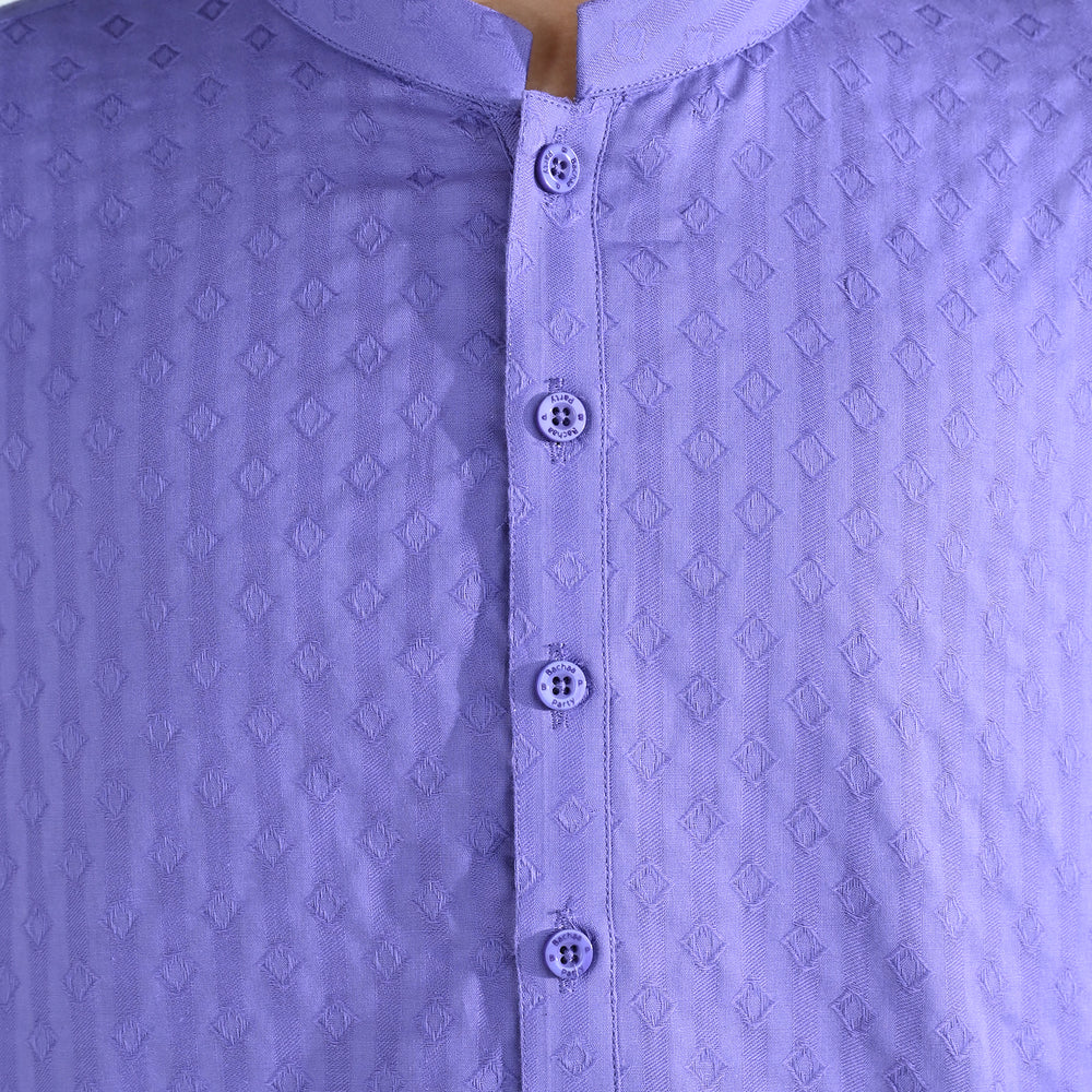 Boys Cotton Jacquard Kurta (Veronica)-Plum