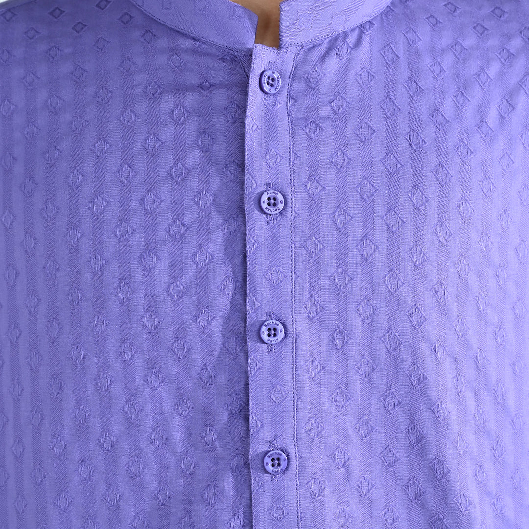 Boys Cotton Jacquard Kurta (Veronica)-Plum