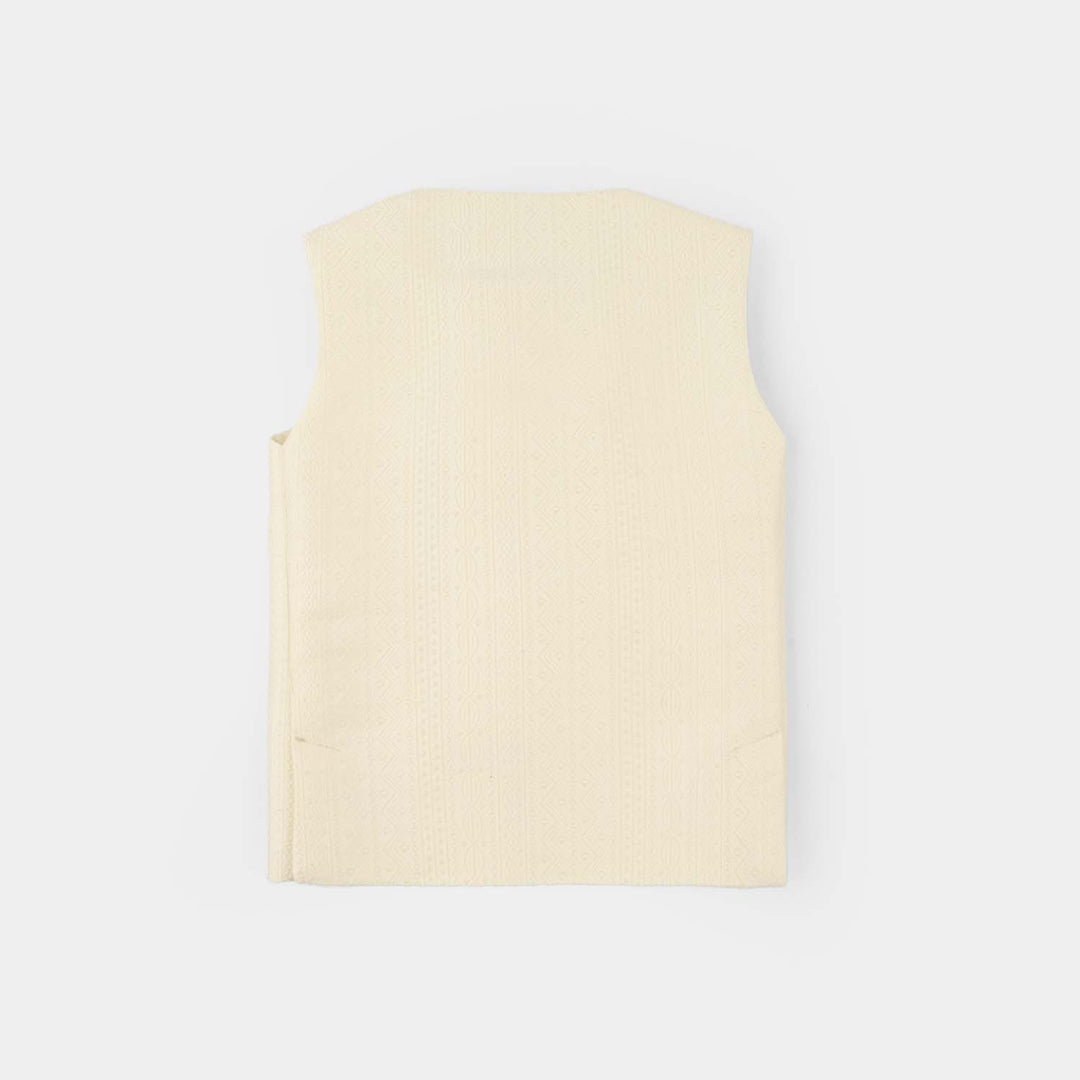 Infant Boys Poly Viscos Waist Coat (Mughal)-Cream