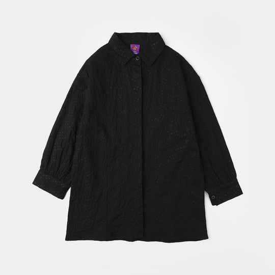 Girls Chicken Kari Embroidered Top (Bear) - Black