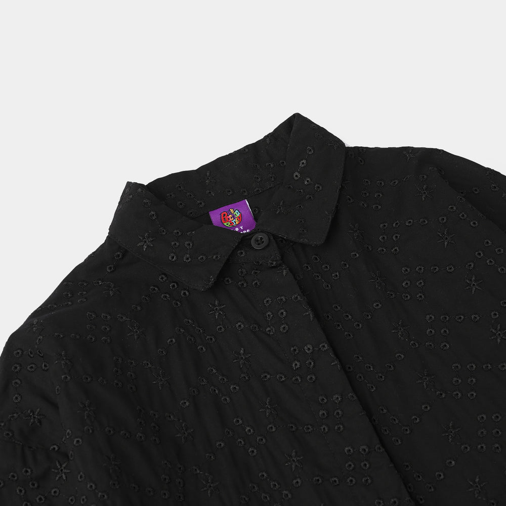 Girls Chicken Kari Emb Top Bear-BLACK