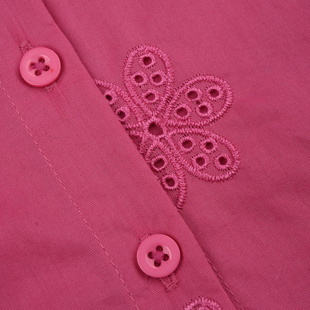 Infant Girls Chicken Kari Embroidered Top (Rose) - Fuchsia