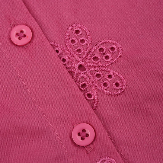 Infant Girls Chicken Kari Embroidered Top (Rose) - Fuchsia