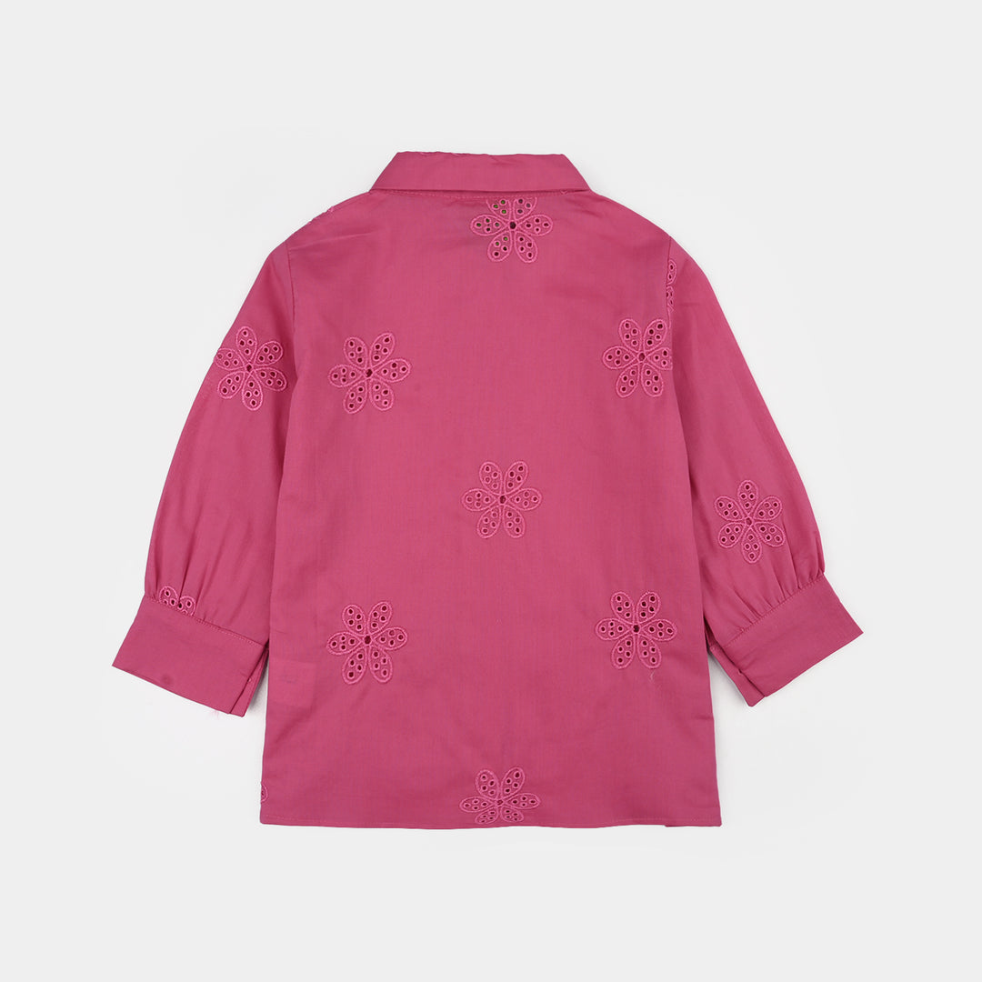 Infant Girls Chicken Kari Embroidered Top (Rose) - Fuchsia