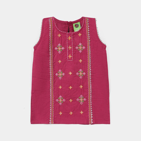 Infant Girls Jacquard Embroidered Kurti  – Magenta