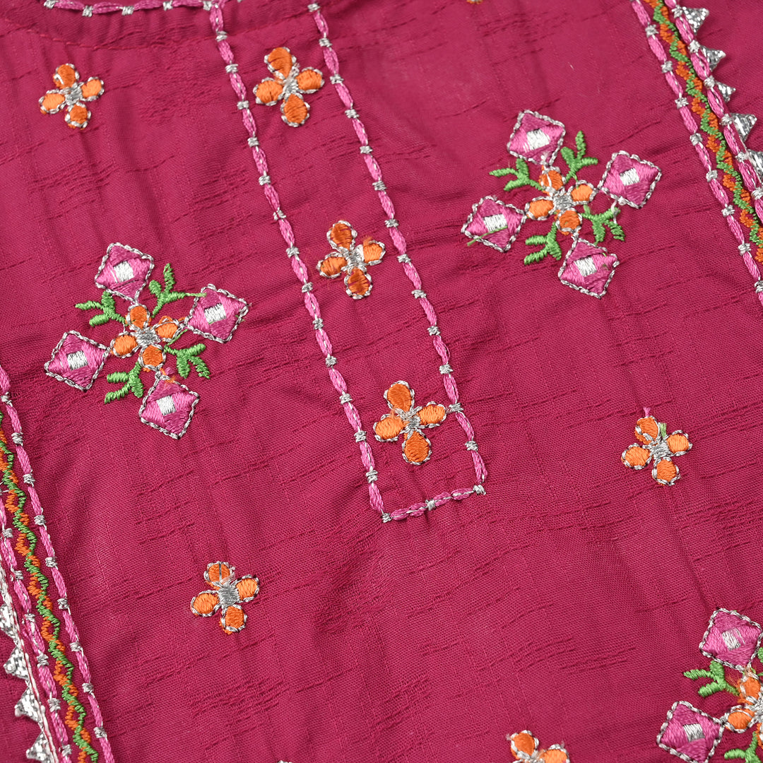 Infant Girls Jacquard Embroidered Kurti  – Magenta