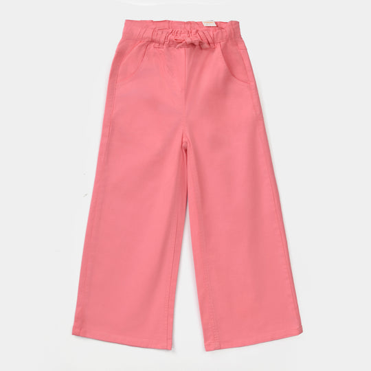Girls Cotton Twill Pant Paper bag - Pink