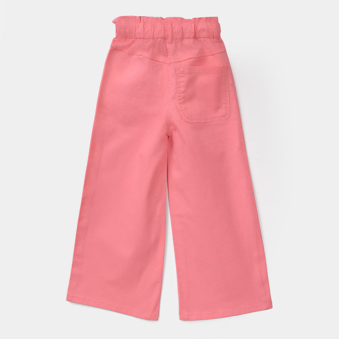 Girls Cotton Twill Pant Paper bag - Pink