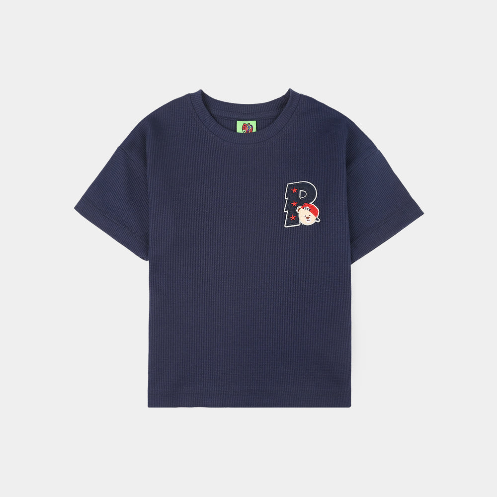 Infant Boys Cotton Interlock Knitted Suit - Navy