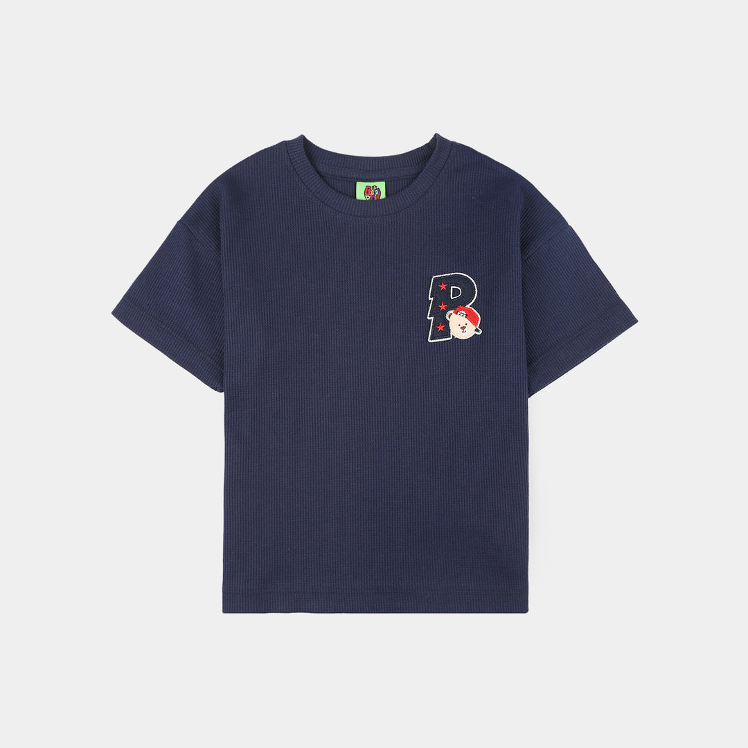 Infant Boys Cotton Interlock Knitted Suit - Navy