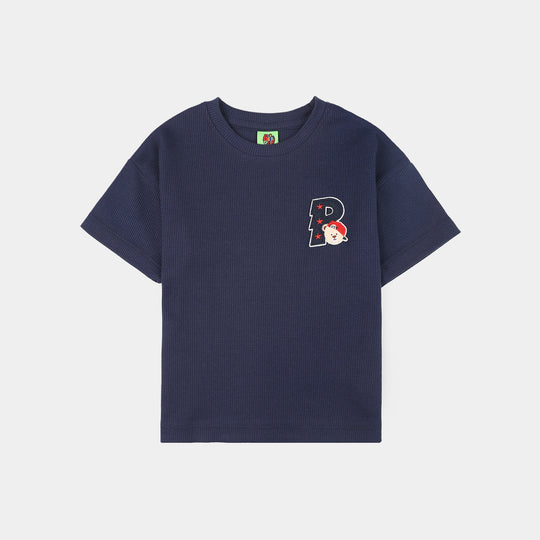 Infant Boys Cotton Interlock Knitted Suit - Navy