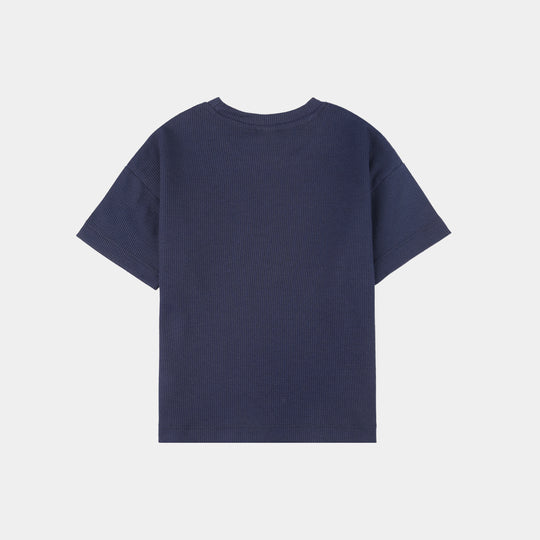 Infant Boys Cotton Interlock Knitted Suit - Navy