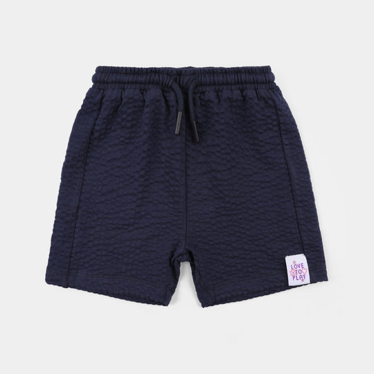 Infant Girls Jacquard Jersey Knitted Shorts (Love to Play) - Blue