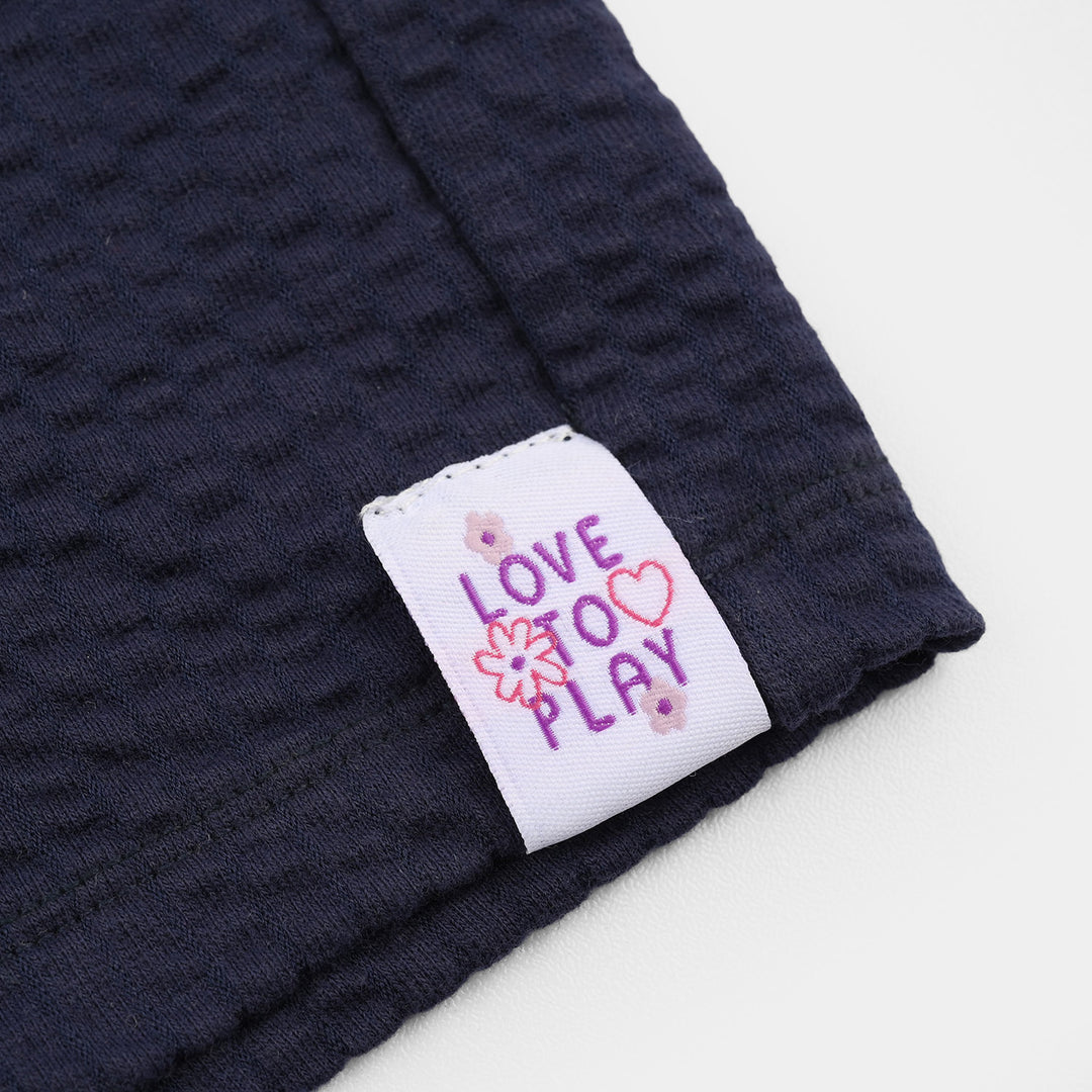 Infant Girls Jacquard Jersey Knitted Shorts (Love to Play) - Blue