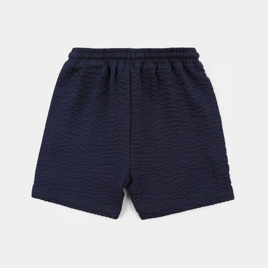 Infant Girls Jacquard Jersey Knitted Shorts (Love to Play) - Blue